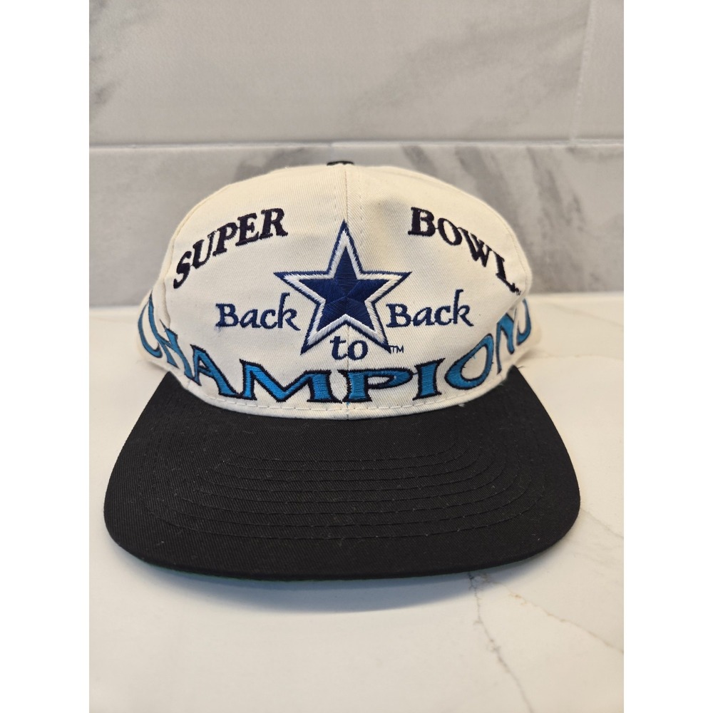 Vintage 1990's Dallas Cowboys Back to Back Super‎ Bowl Champions LOGO 7 Cap Hat!